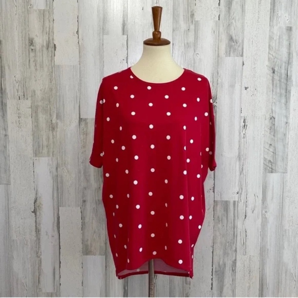 LuLaRoe Red & White Polka Dot Irma Top